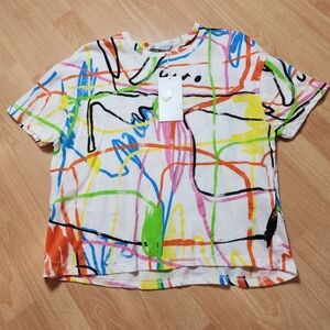 NWT Zara Relaxed Paint Splatter Tee Lightweight Size Small